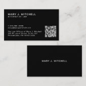 Carte De Visite Minimal Professional QR Code Black (Devant / Derrière)
