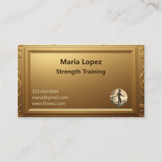 Carte De Visite Minimal Professional Shining Gold Strength Trainer (Devant)