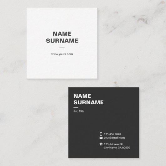 Carte de visite minimal professionnel de carré de (Devant / Derrière)