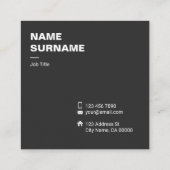 Carte de visite minimal professionnel de carré de (Dos)