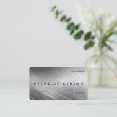 Carte De Visite Minimal professionnel Faux Argent Metallic Moderne (Debout devant)