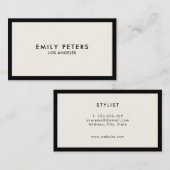 Carte De Visite Minimal professionnel luxe noir ivoire chic (Devant / Derrière)