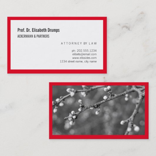 Carte De Visite Minimal rouge et blanc (Devant / Derrière)