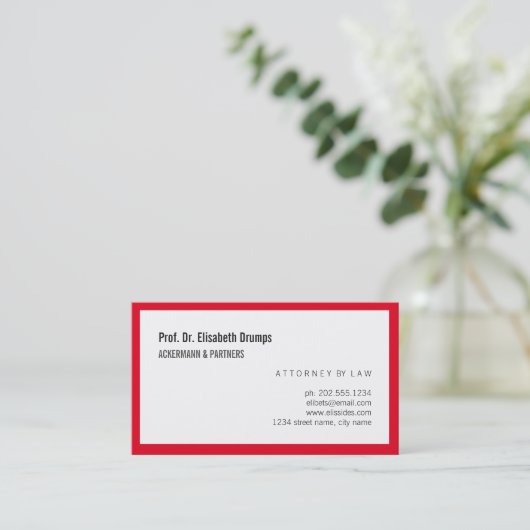 Carte De Visite Minimal rouge et blanc (Debout devant)