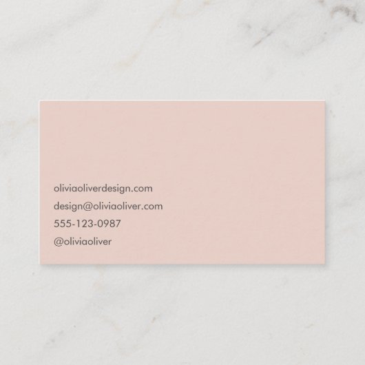 Carte De Visite Minimal Script Calligraphy Blush Pink Chic Modern (Dos)