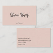 Carte De Visite Minimal Script Calligraphy Blush Pink Chic Modern (Devant / Derrière)