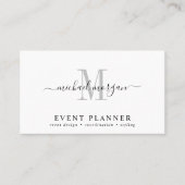 Carte De Visite Minimal Script Monogram Event Planner (Devant)