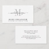 Carte De Visite Minimal Script Monogram Home Organizer (Devant / Derrière)