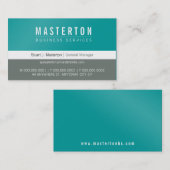 Carte De Visite MINIMAL simple entreprise simple turquoise bleu gr (Devant / Derrière)