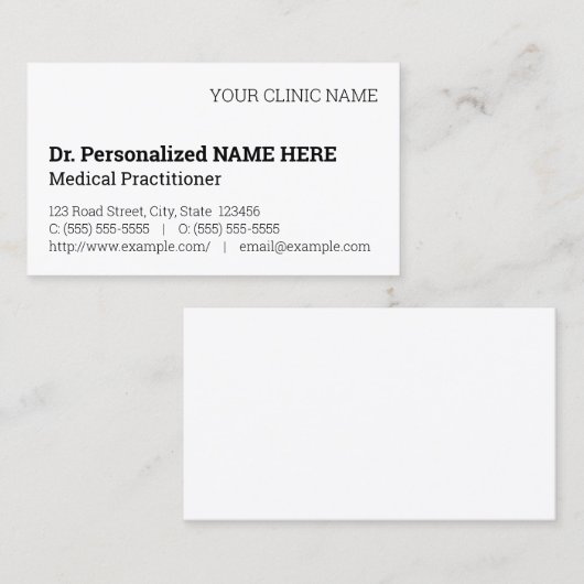 Carte de visite minimal, simple et humble (Devant / Derrière)