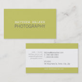 Carte De Visite MINIMAL simple moderne chic chartreuse vert gris (Devant / Derrière)