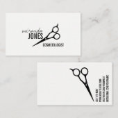 Carte De Visite minimal simple moderne de coiffeur chic noir (Devant / Derrière)