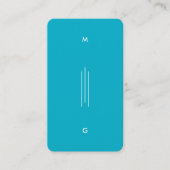 Carte De Visite Minimal Simple Professionnel Initiales Lignes Bleu (Devant)