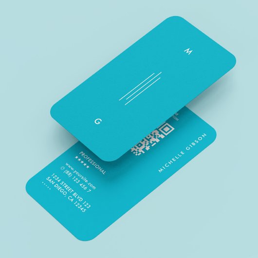 Carte De Visite Minimal Simple Professionnel Initiales Lignes Bleu