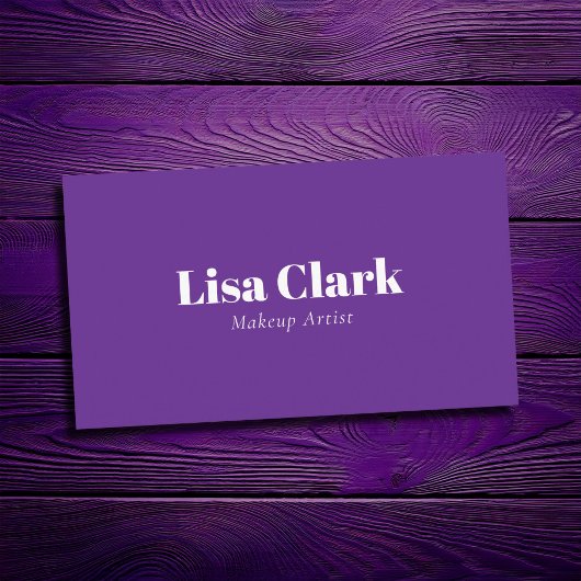 Carte De Visite Minimal Solid Purple & White Makeup Artist