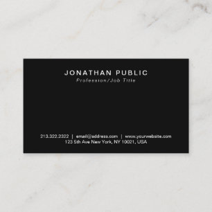 Carte De Visite Minimal stylish simple moderne Noir professionnel