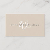 Carte De Visite Minimal Tan Blanc Monogramme Entreprise (Devant)