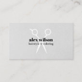 Carte De Visite Minimal Texture Grey White Scissors Hairdresser (Devant)