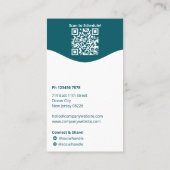 Carte De Visite Minimal Turquoise initiales blanches Portrait pers (Dos)