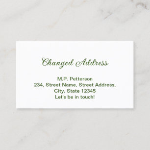 Carte De Visite minimal vert nous avons déménagé ajouter le nom ad