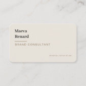 Carte De Visite Minimal Warm Beige Linen Texture QR Code Freelance (Devant)