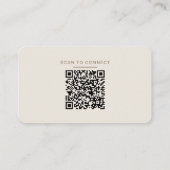 Carte De Visite Minimal Warm Beige Linen Texture QR Code Freelance (Dos)