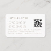 Carte De Visite Minimal White Botanical Salon QR-Code Loyalty (Dos)