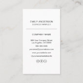 Carte de visite minimale avec logo de code QR pers (Dos)