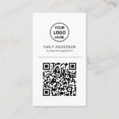 Carte de visite minimale avec logo de code QR pers (Devant)