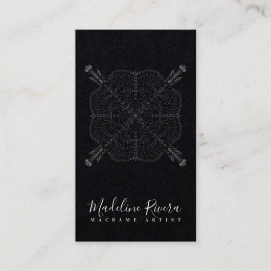 Carte de visite minimale Boho Mandala Yoga Macrame (Devant)
