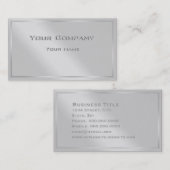 Carte de visite minimale Corporate Silver Border (Devant / Derrière)