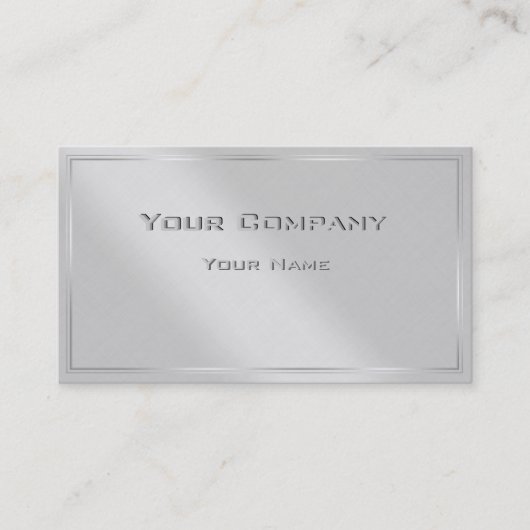 Carte de visite minimale Corporate Silver Border (Devant)