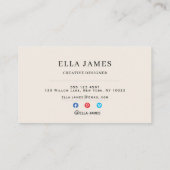 Carte de visite minimale de luxe pour professionne (Dos)