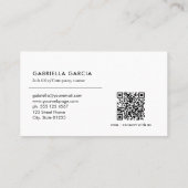 Carte de visite minimale Logo Code QR Scannable Bl (Dos)