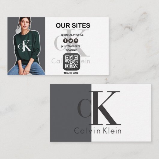 carte de visite minimale personnalisée avec QR Cod (Devant / Derrière)