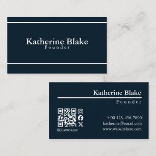 Carte De Visite Minimalisme Élégant Moderne Marine Typographie bla