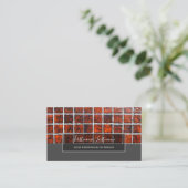 Carte De Visite Minimalisme mosaïque rouge carreaux gris rectangle (Debout devant)