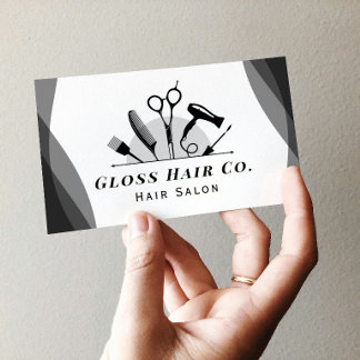 Carte De Visite Minimalist Black and White Hair Salon Business Car