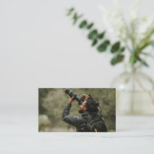 Carte De Visite Minimalist Black Camera Logo Photographer Double-S (Debout devant)