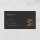 Carte De Visite Minimalist Black Copper Geometric QR Code (Dos)