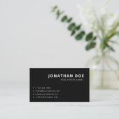 Carte De Visite Minimalist Black Realtor Professional  (Debout devant)