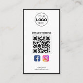 Carte De Visite Minimalist Black White Modern QR Code Logo (Dos)