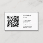 Carte De Visite Minimalist Black White Modern QR Code Logo (Dos)