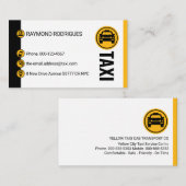 Carte De Visite Minimalist Black Yellow Taxi Stripes Driving (Devant / Derrière)