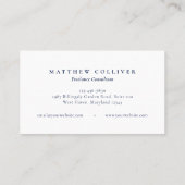 Carte De Visite Minimalist Blue Frame Luxury Business Card (Dos)