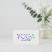 Carte De Visite Minimalist Blue Old White Bold Yoga Instructor (Debout devant)