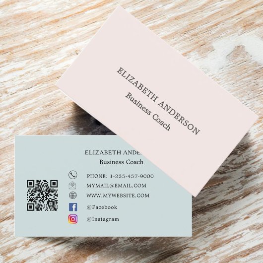 Carte De Visite Minimalist Blush Pink Seafoam Muted Sage