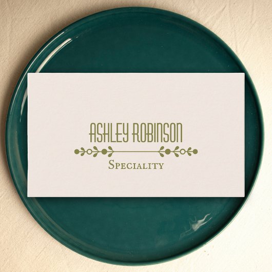 Carte De Visite Minimalist boho leaves frame pastel earthy QR code