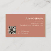 Carte De Visite Minimalist boho leaves frame pastel earthy QR code (Dos)