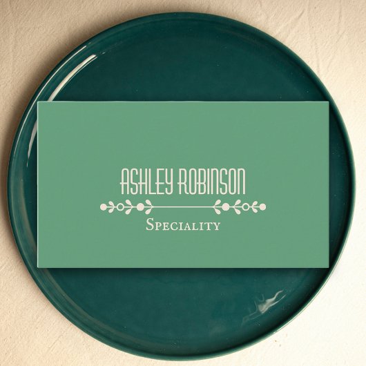 Carte De Visite Minimalist boho leaves frame pastel green QR code